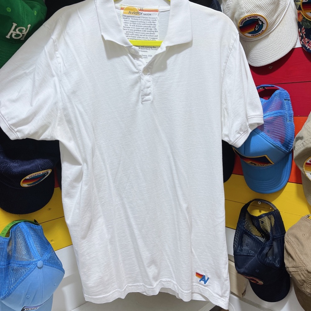 Classic Aviator Nation White Embroidered Logo L/XL Polo